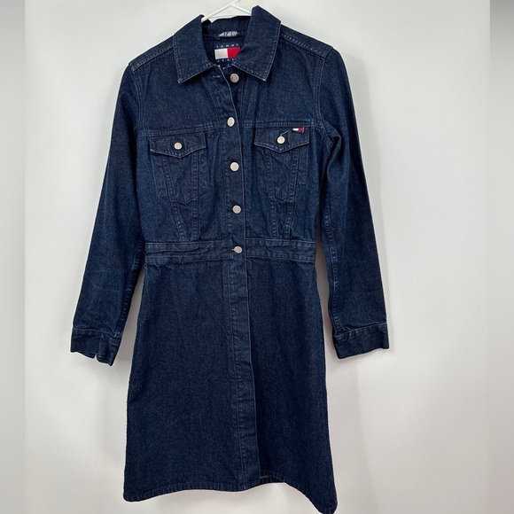 Tommy Hilfiger Denim Blue Jean Shirt Dress Sz Small Made In Hong Kong - Picture 1 of 7